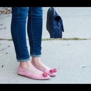 J. Crew Pink Lottie Suede Tassel Flats